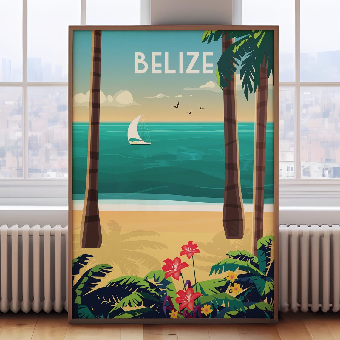 Belize Retro Travel Poster, Destination Wall Art