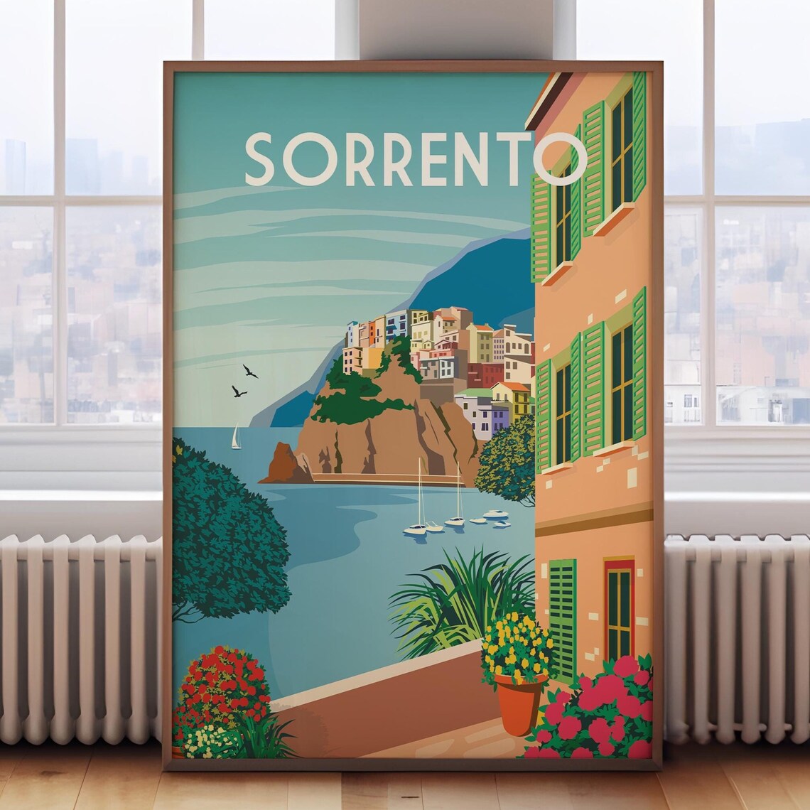 Sorrento Amalfi Coast Italy Retro Travel Poster