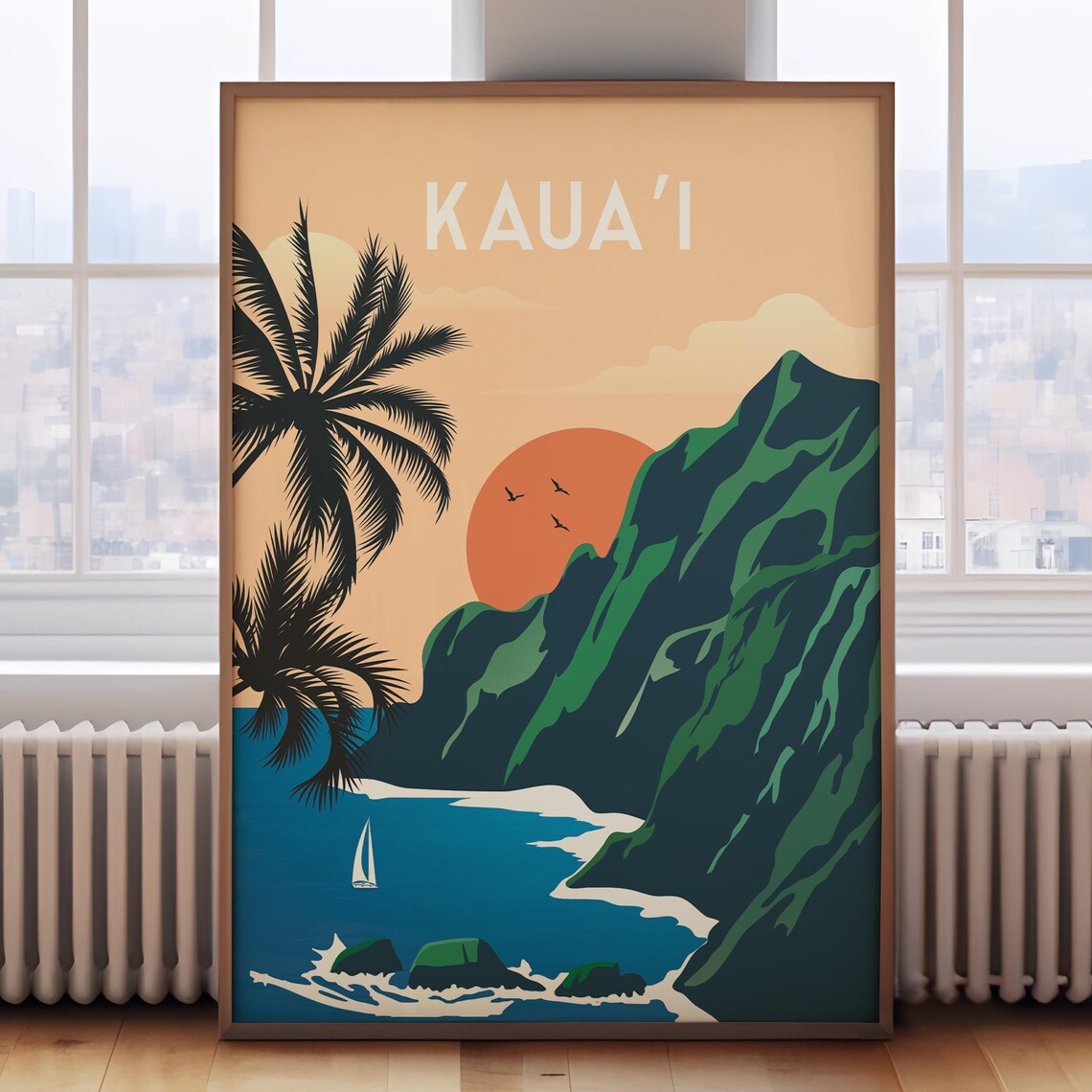 Kauai Retro Hawaii Travel Poster, Island Art Print