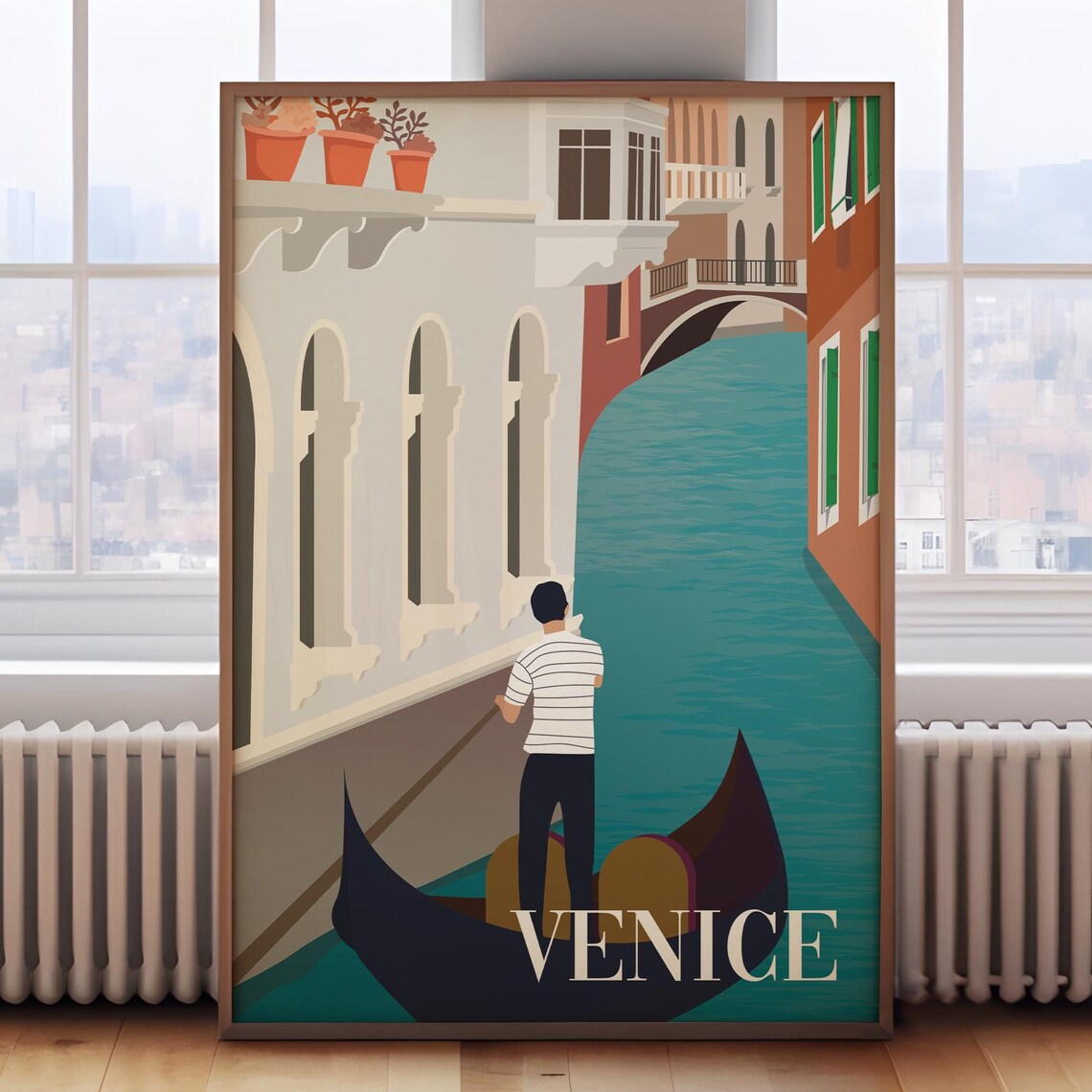Venice Retro Travel Poster, European City Art Print