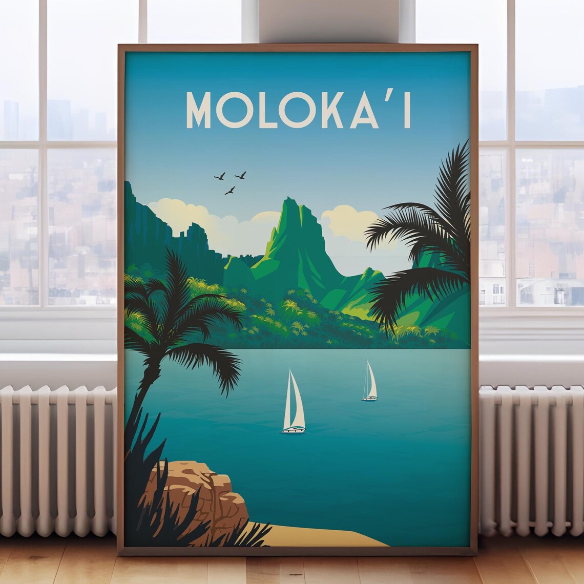 Molokai Hawaii Travel Poster, Island Art Print