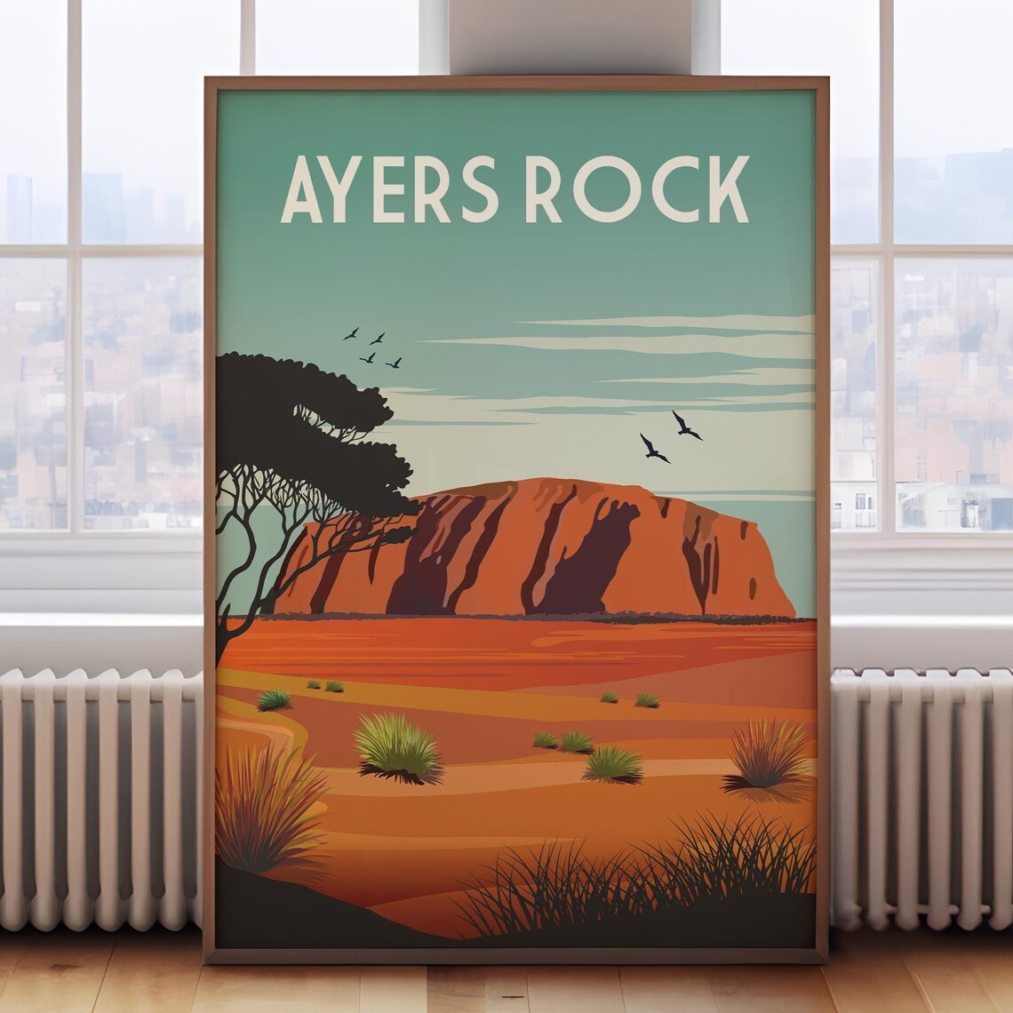 Retro Ayers Rock Uluru Australia Travel Poster