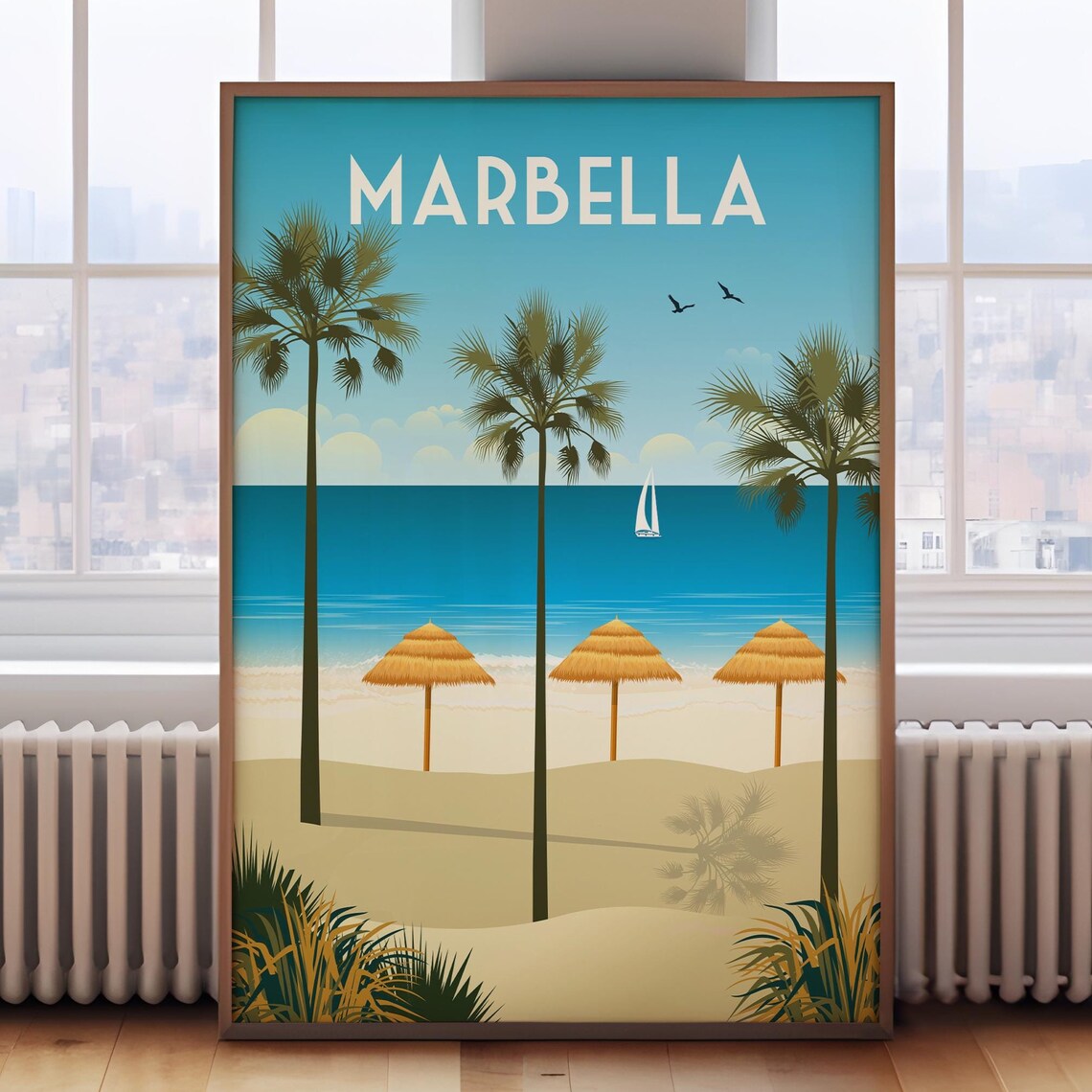 Marbella Retro Travel Poster, Spain Wall Art Print