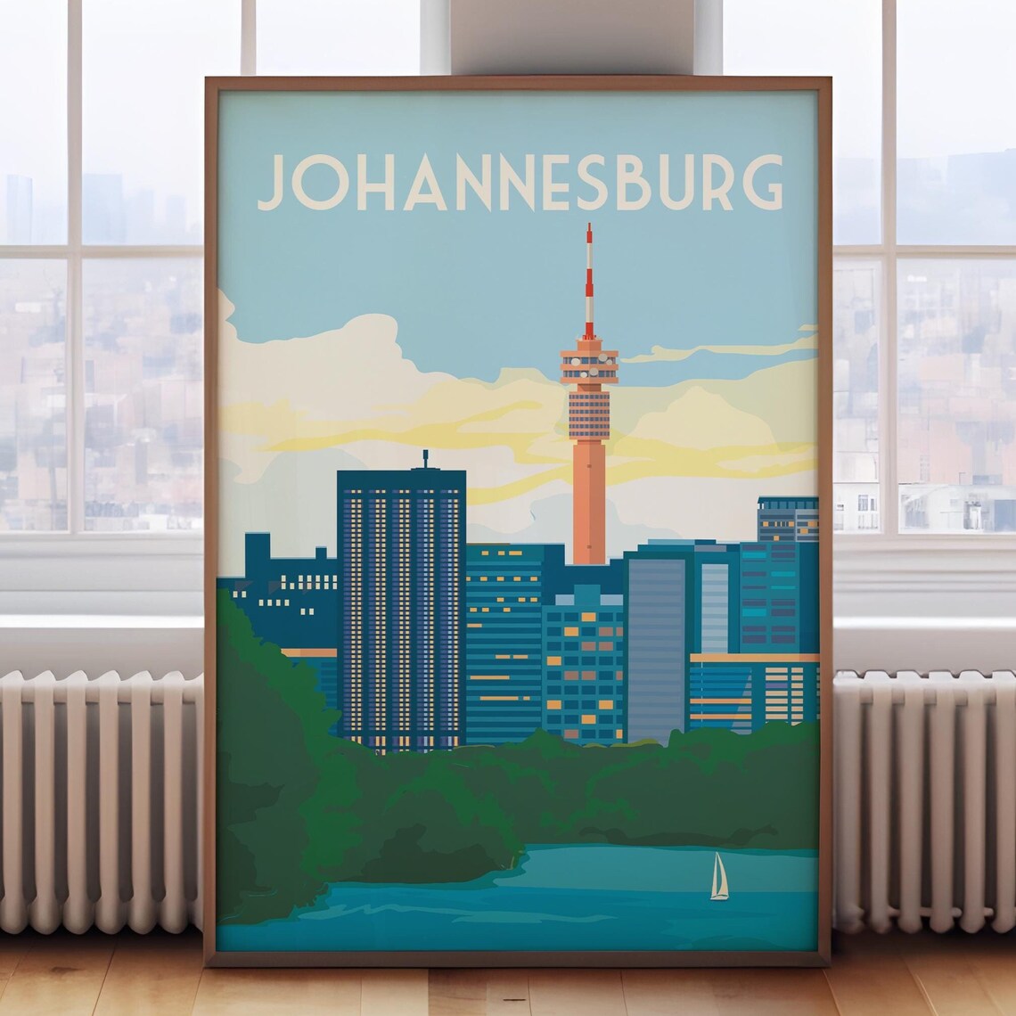 Johannesburg South Africa Hillbrow Tower Skyline Travel Poster