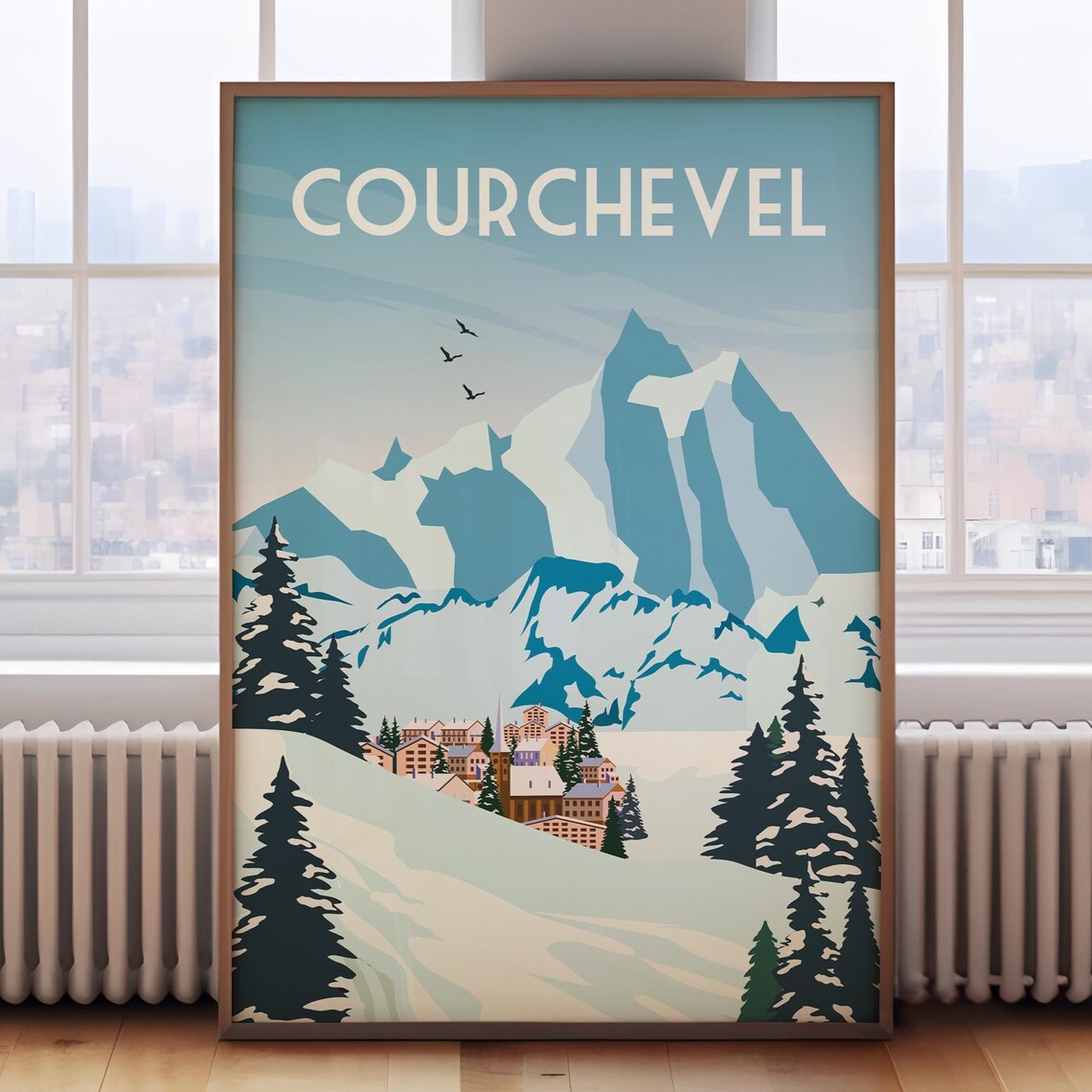 Courchevel France Luxury Ski Resort Snowy Alpine Travel Poster