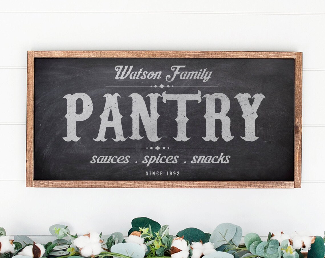 Personalized Family Pantry Chalkboard Style Kitchen Sign Poster