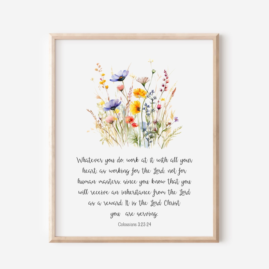 Colossians 3:23-24 Work At It With All Your Heart Bible Verse Print
