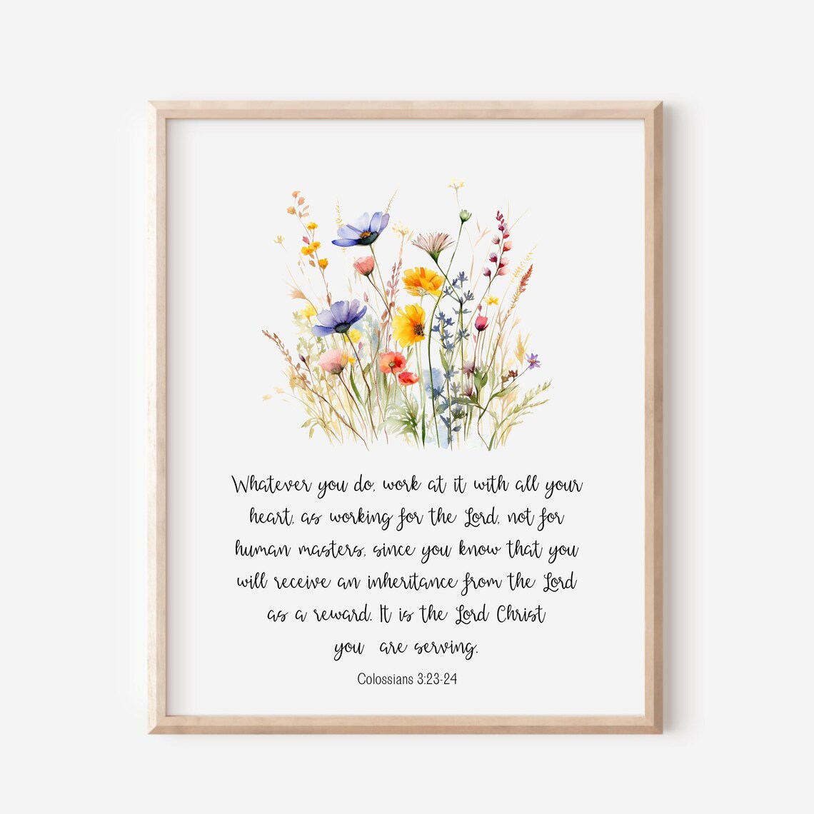 Colossians 32324 Whatever You Do Work At It With All Your Heart As For The Lord Bible Verse Wall Art Christian Gift Scripture