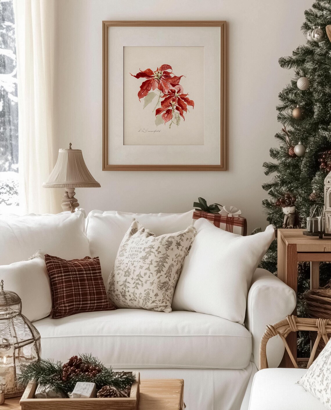 Watercolor Christmas Floral Botanical Art Print - Image 4