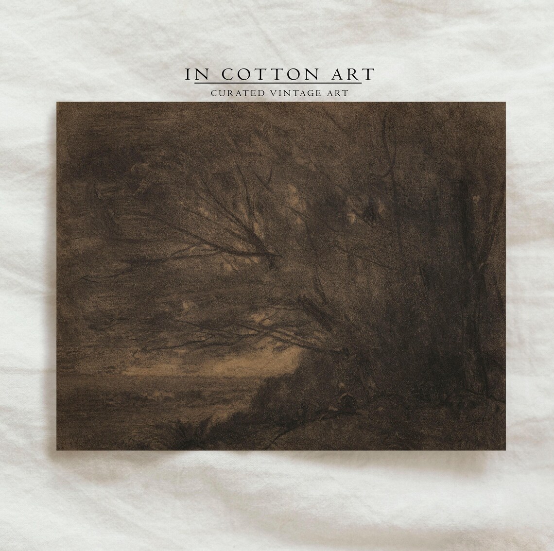 Moody Rustic Forest Landscape, Vintage Art Print