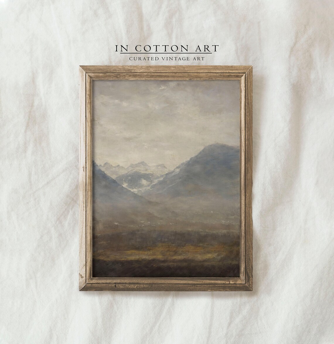 Foggy Valley Landscape, Vintage Rustic Mountain Art Print - Image 3