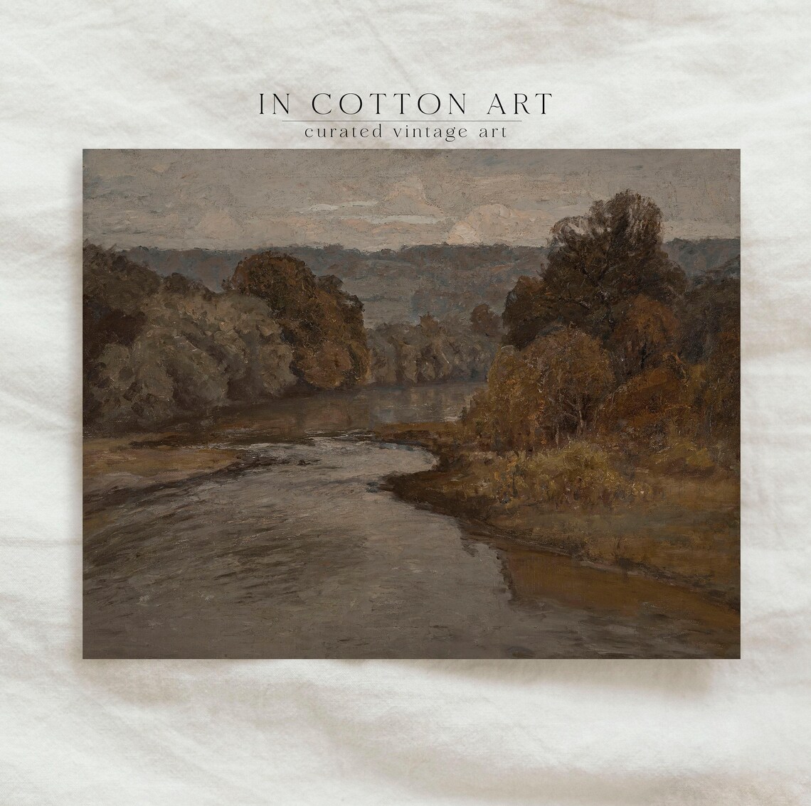 Vintage Moody Neutral Landscape, Rustic Art Print