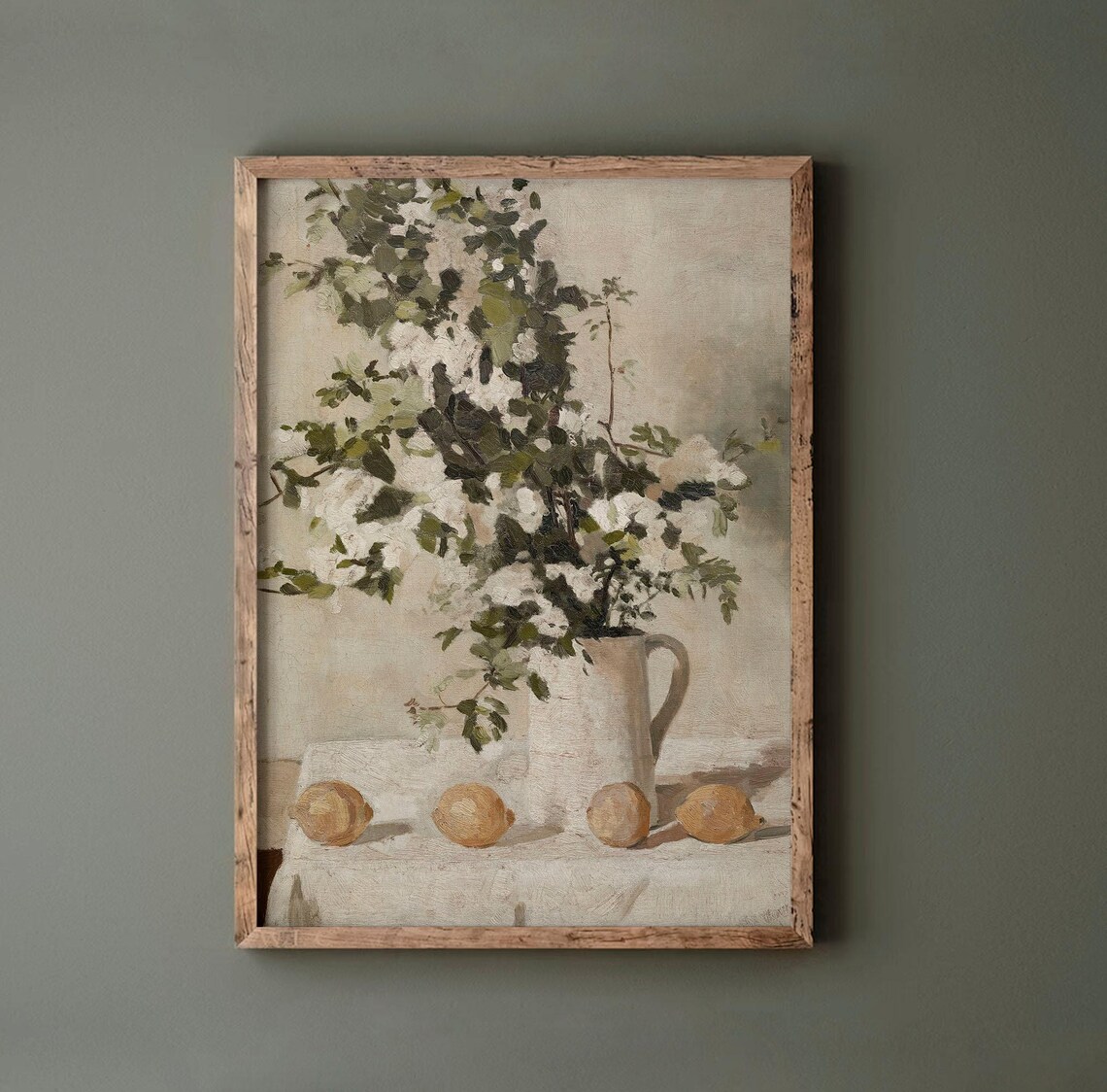 White Flower Vase Still Life Art Print, Vintage Farmhouse - Image 4