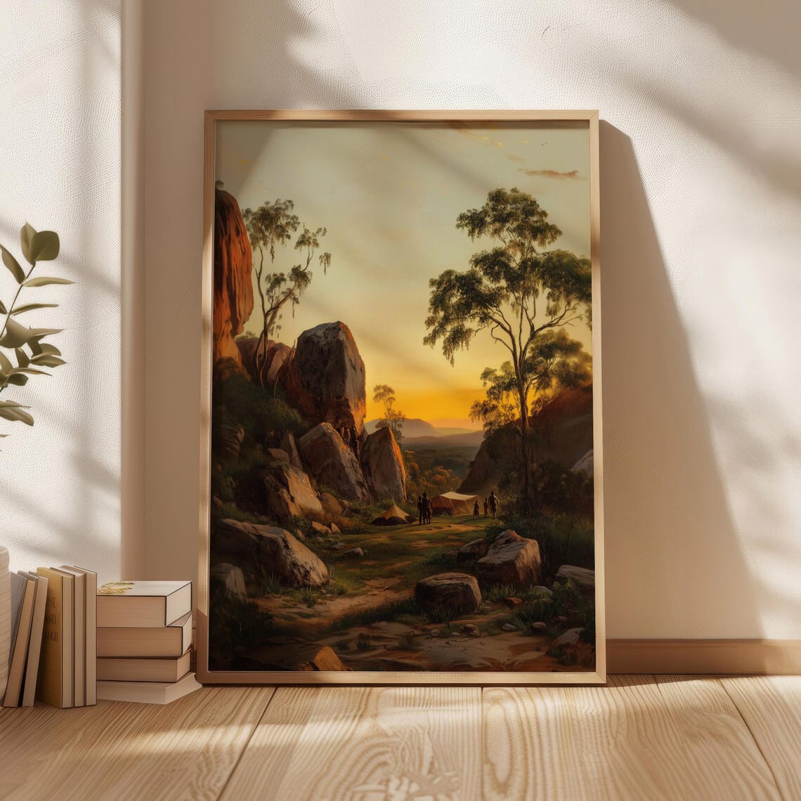 Vintage Australian Landscape Oil Painting Outback Sunset Art Poster