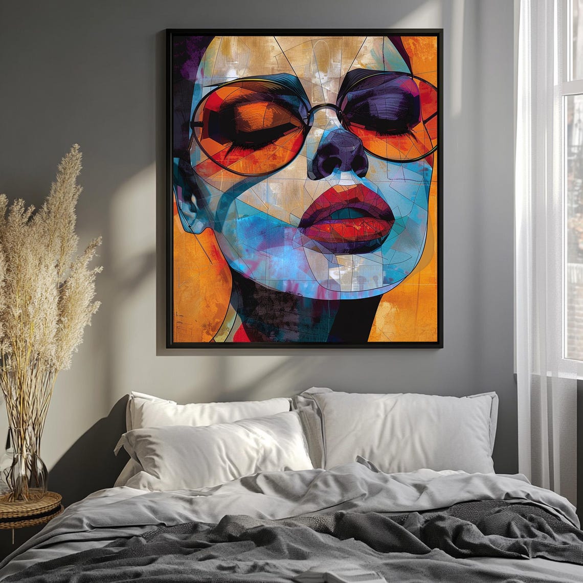 Abstract Woman Face Art Print Figurative Painting Print Vibrant Geometric Wall Decor Colorful Portrait Painting Modern Expressionist - Image 3