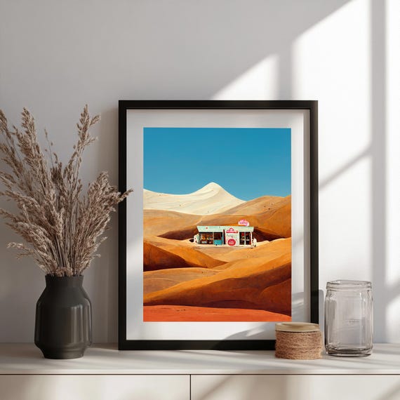 An Ice Cream Shop In The Desert Trendy Gallery Wall Print Art Print Home Decor Art Desert Landscape Print Gift Idea