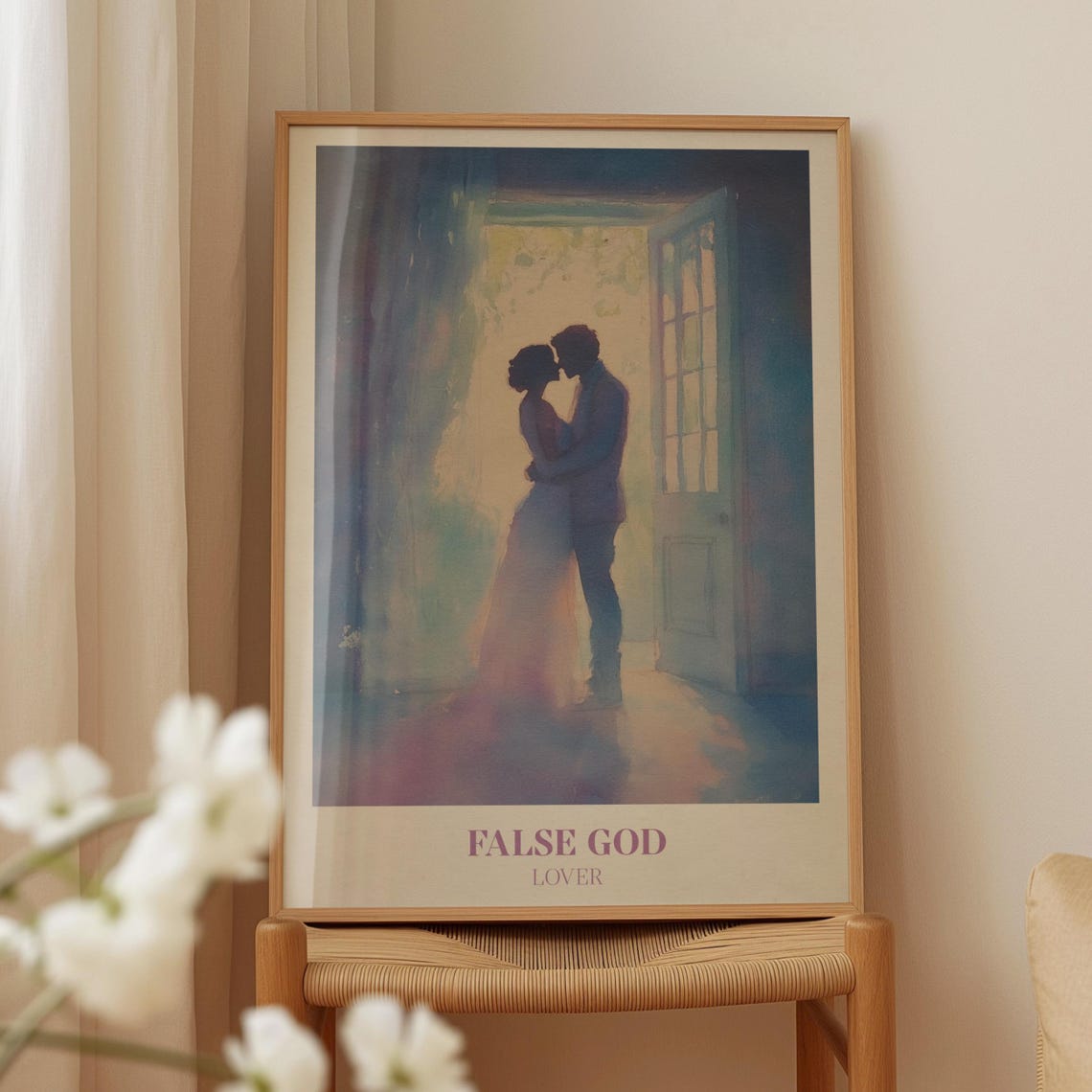 Taylor Swift False God Lover Watercolour Couple Silhouette Wall Art