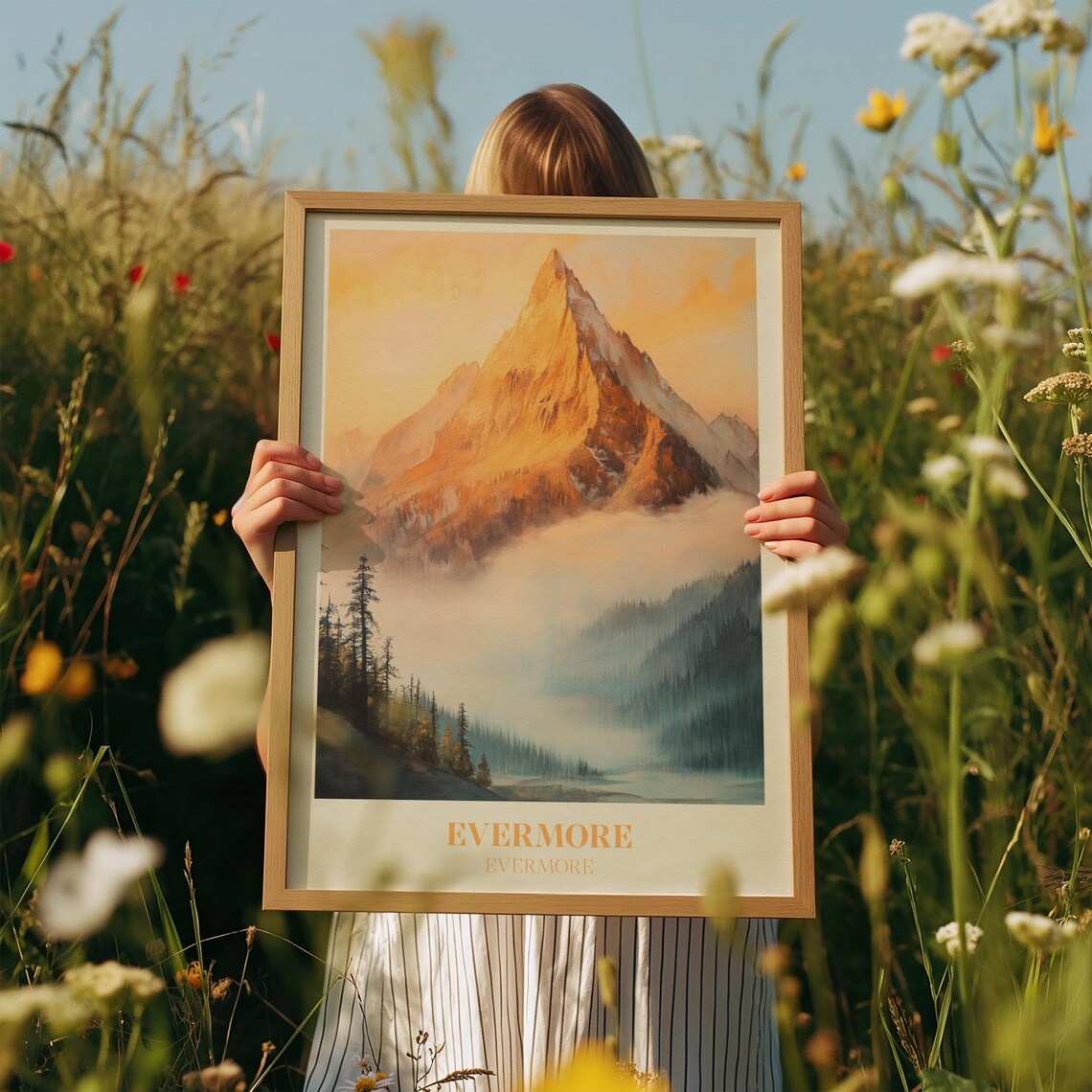 Evermore Print, Folklore Watercolor Mountain Art