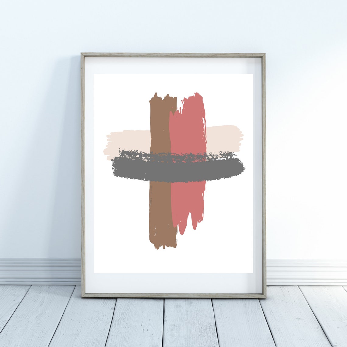 Minimal Brush Stroke Abstract Terracotta Neutral Tone Poster