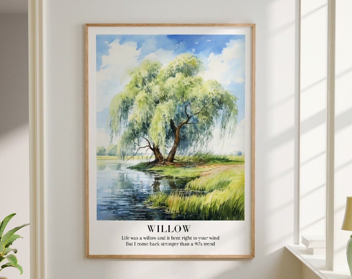 Taylor Swift Willow Weeping Tree Lake Watercolor Lyric Poster