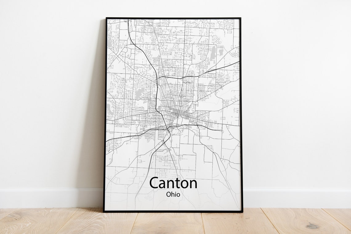 Canton Ohio Contemporary Minimalist Street Map Art Print Gift