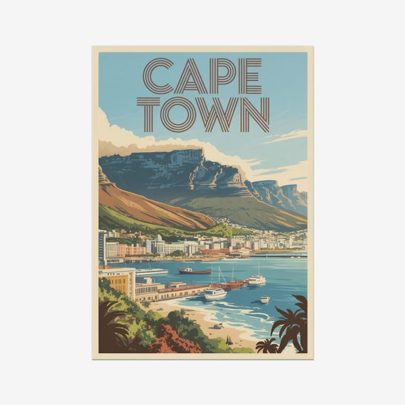 Cape Town Vintage Travel Poster South Africa Retro