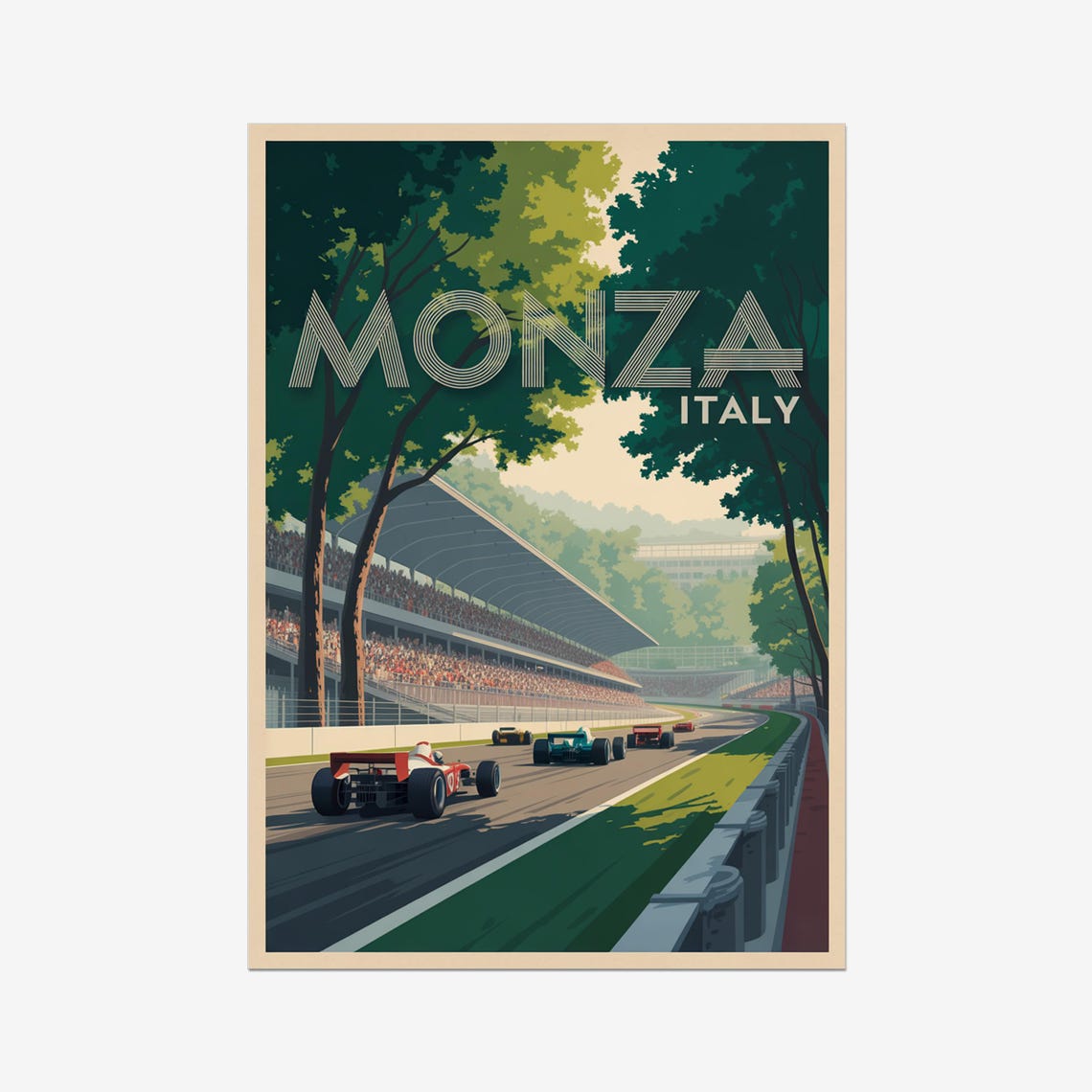 Monza Italy Formula Racing Grand Prix Retro Automotive Poster