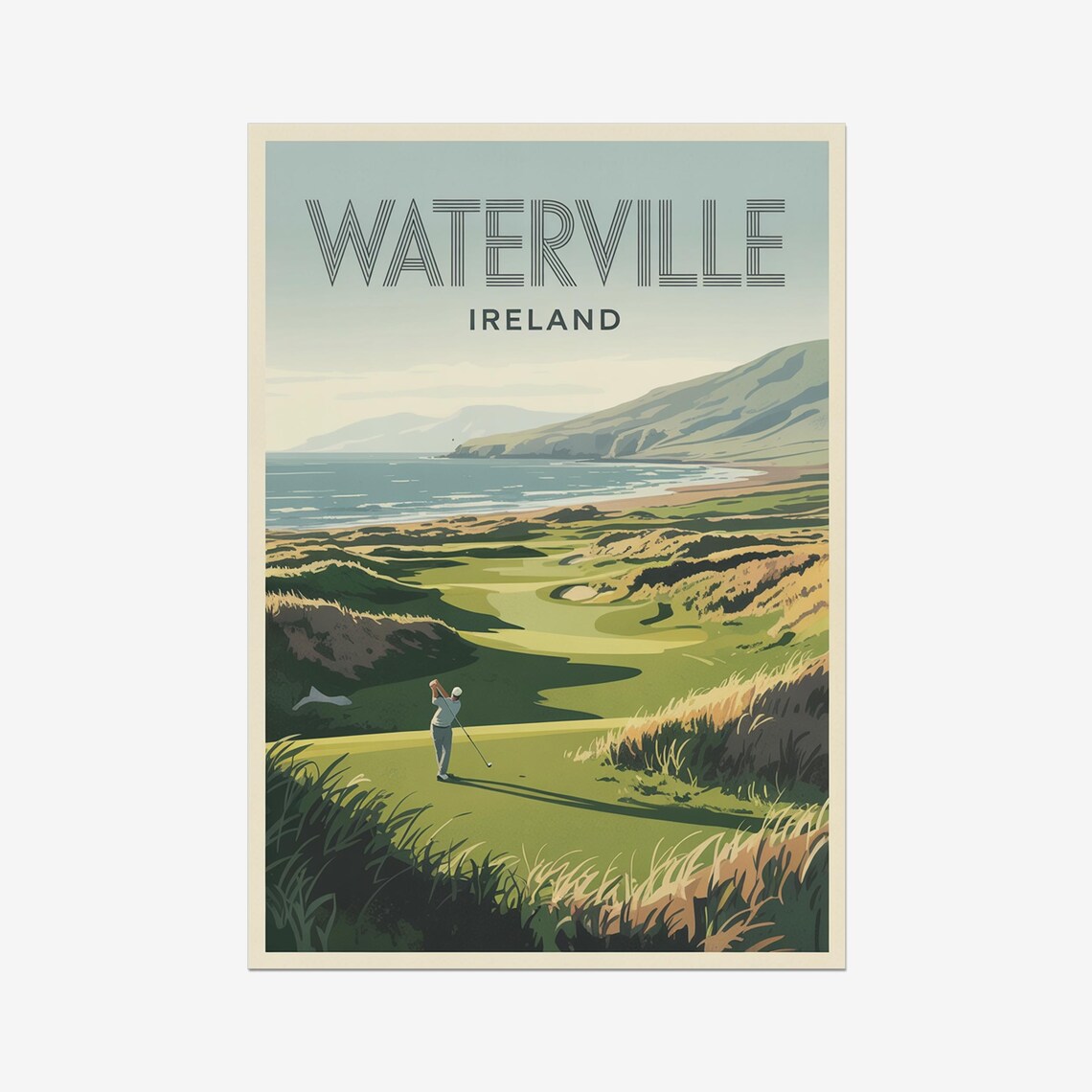 Wild Waterville Ireland Coastal Ocean Links Golf Course Vintage Poster