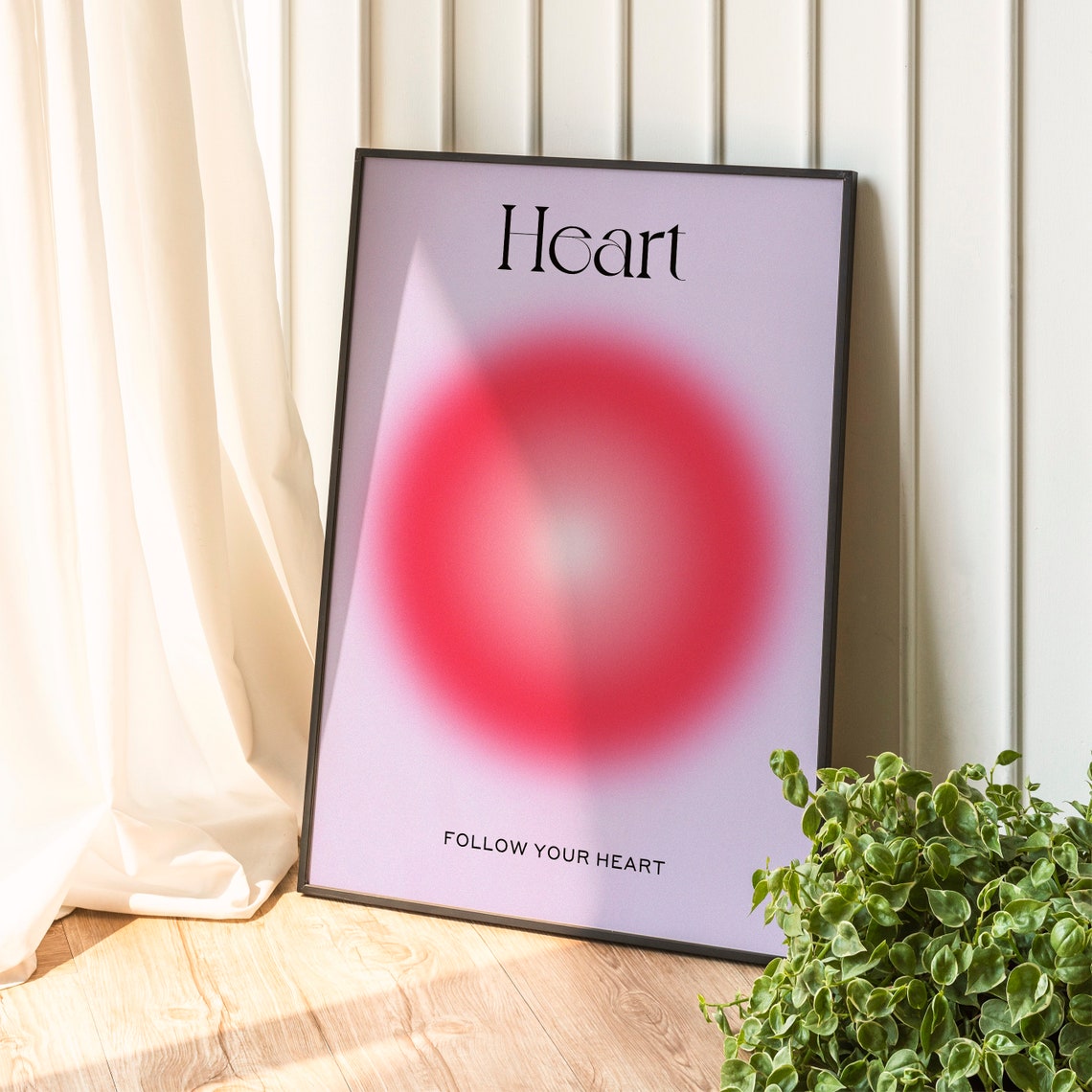 Heart Aura Gradient Pink Red Spiritual Abstract Art Wall Print - Image 3