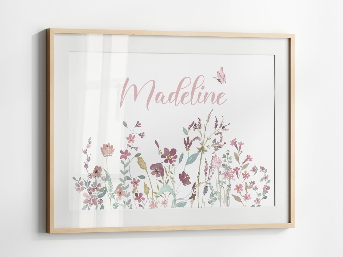 Madeline Personalized Name Wildflower Meadow Nursery Art Poster - Image 3