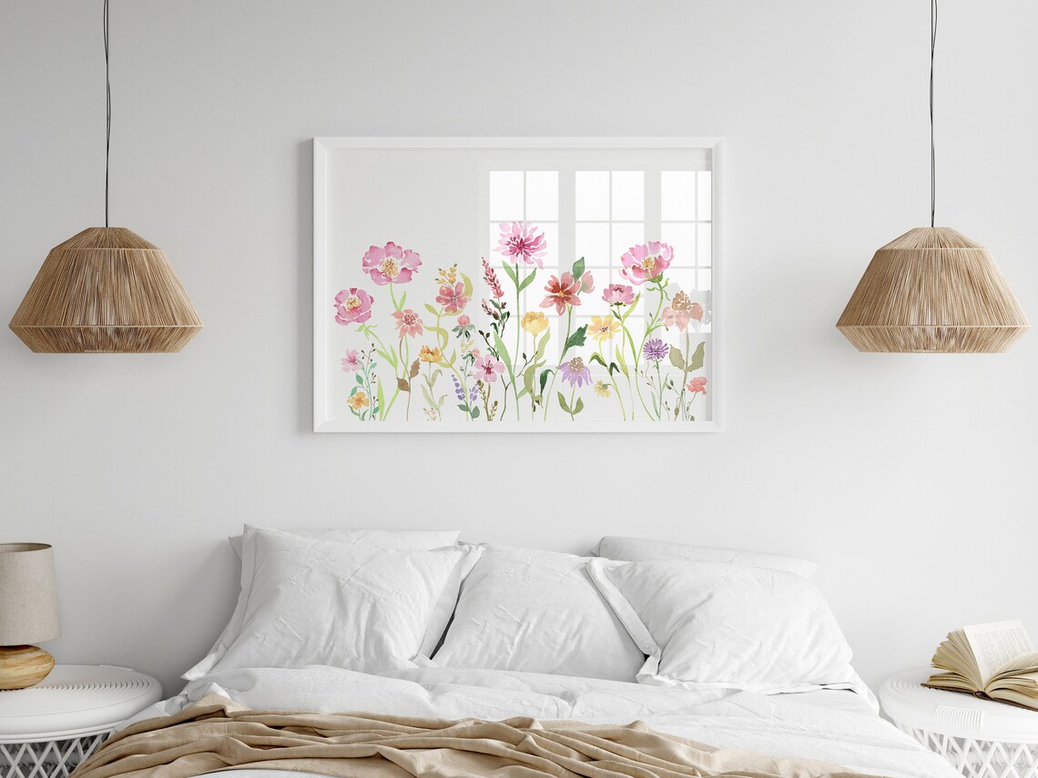 Horizontal Wildflower Watercolor Flower Poster Print - Image 2