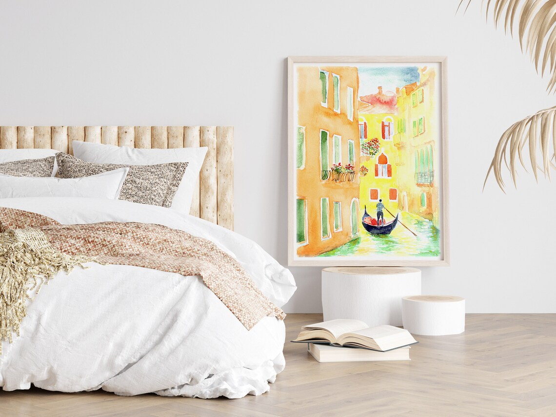 Venice Italy Gondola Canal Watercolor Painting Italian Travel Print - Image 2