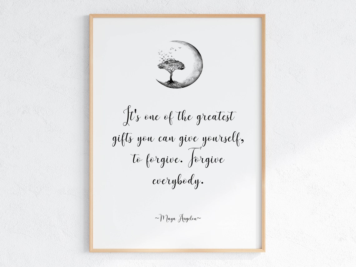 Maya Angelou Forgiveness Quote Moon Tree Minimalist Poetry Poster