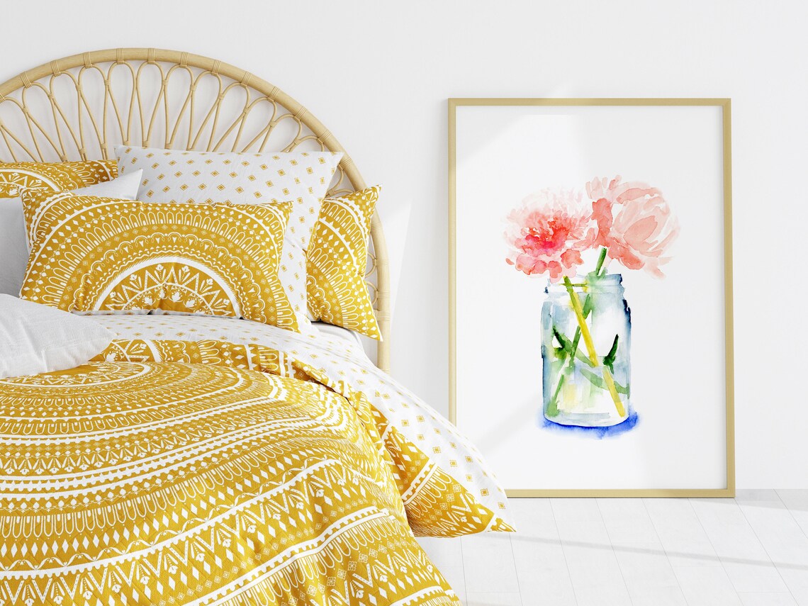 Peony Bouquet Watercolor Floral Art Print - Image 2