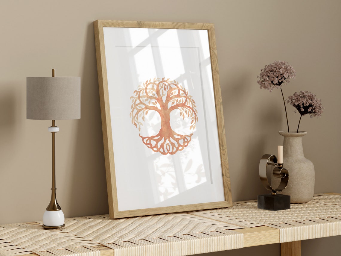 Terracotta Tree of Life Mandala Roots Yoga Meditation Wall Art - Image 2