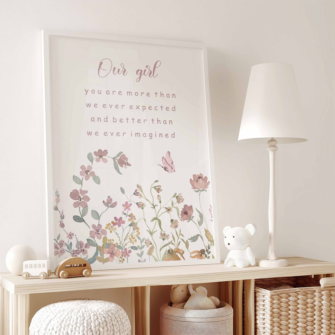 Our Girl Print, Boho Nursery Wildflower Art