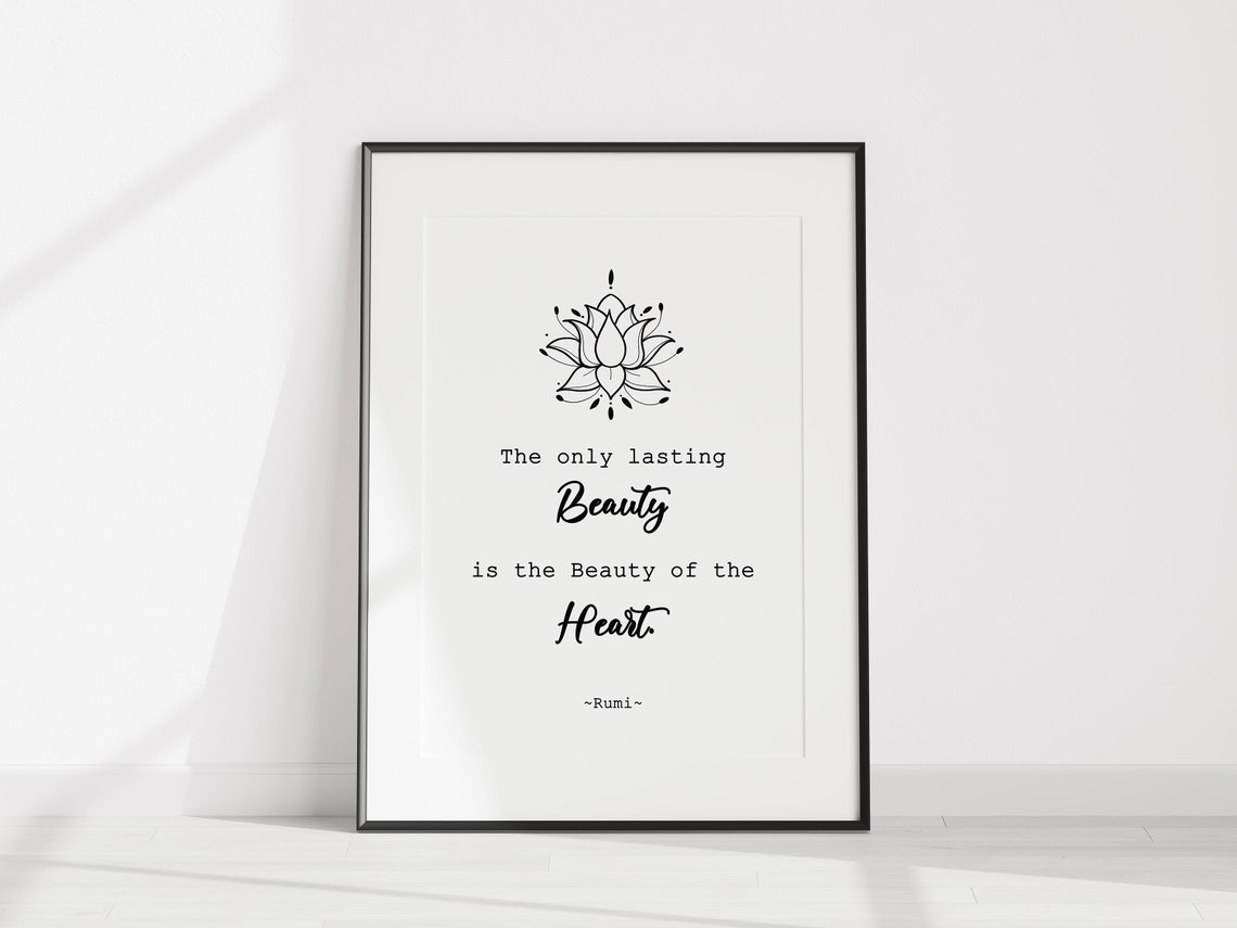 Yoga Artwork Spiritual Quote Of Rumi Mindfulness Poster The Only Lasting Beauty Is The Beauty Of The Heart Instant - Image 3