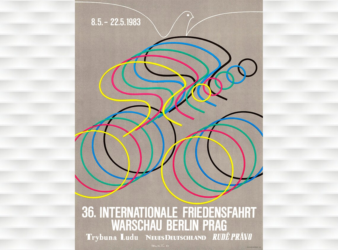 1983 Peace Race Warsaw Berlin Prague Cycling Race Minimalist Poster