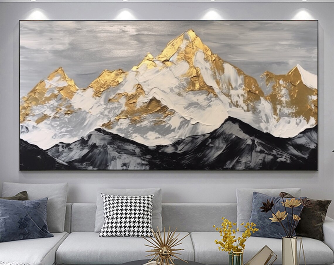 Golden Mountain Oil Painting Landscape Art Print