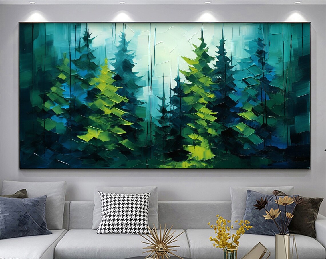 Custom Abstract Forest Oil Painting, Minimalist Art Print - Image 2