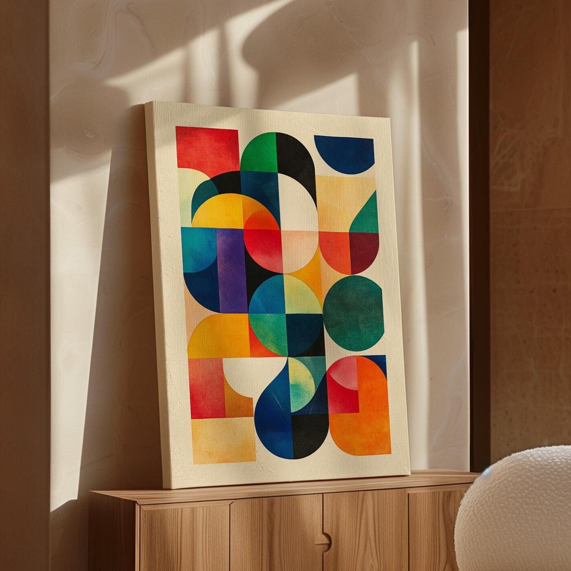 Colorful Geometric Circles Arches Modern Bauhaus Abstract Art Poster