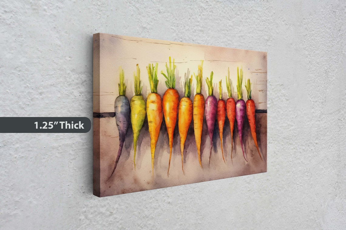 Carrots On Colorful Food Watercolor Dining Root Vegetables Heirloom Root Fruit Rainbow Carrots Framed Kitchen Decor - Image 3