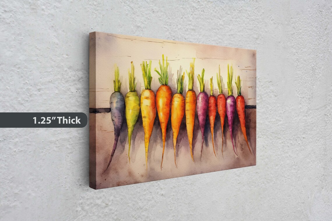 Rainbow Carrots Watercolor Row Colorful Vegetable Kitchen Art Poster - Image 3