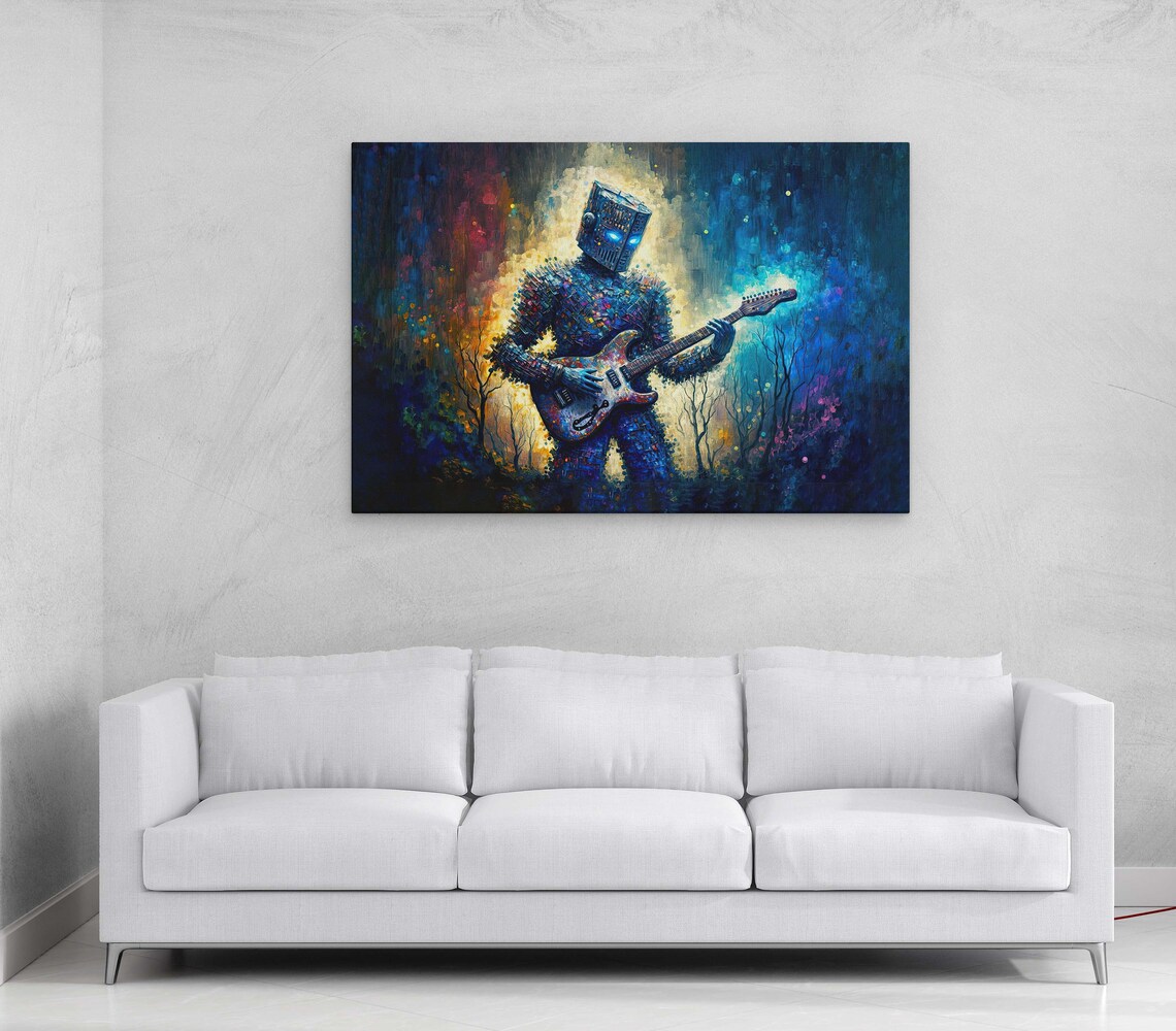 Robot Guitar Retro Futuristic Music Poster Print - Image 3