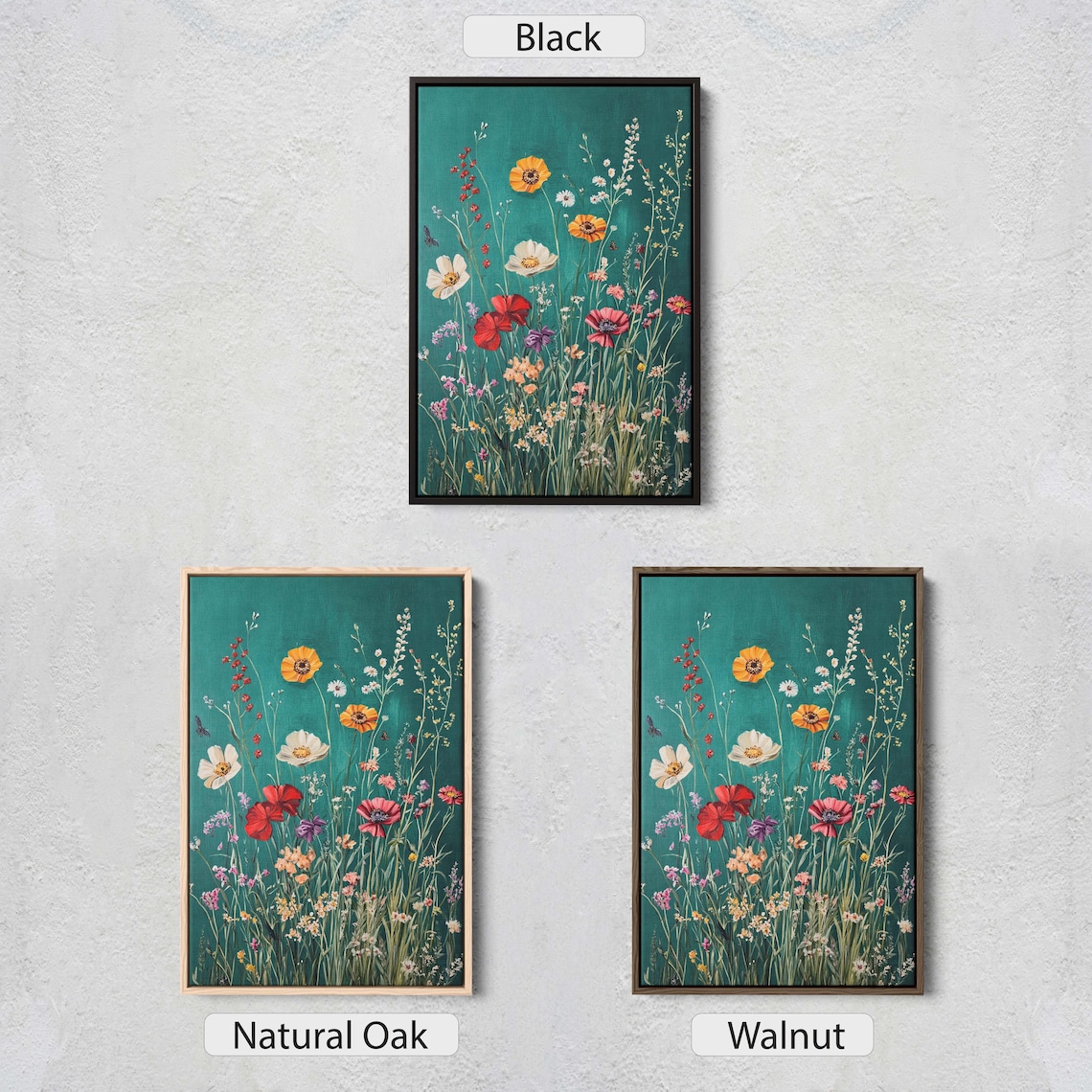 Spring Wildflowers Green Decor Art Print - Image 2