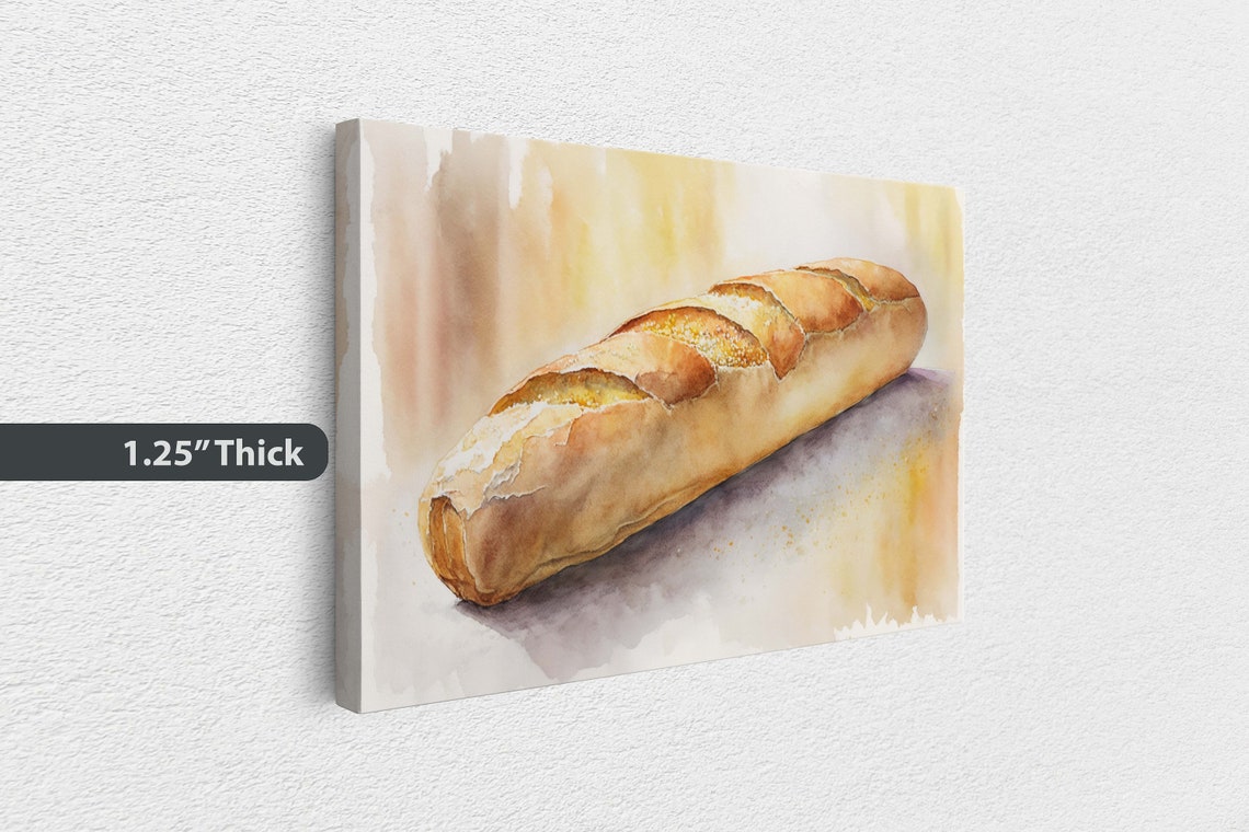Crusty French Baguette Bread Watercolor Bakery Kitchen Decor Poster - Image 3