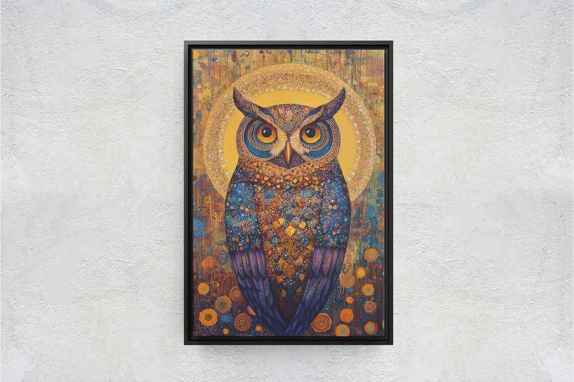 Owl Celestial Folk Art, Whimsical Cottagecore