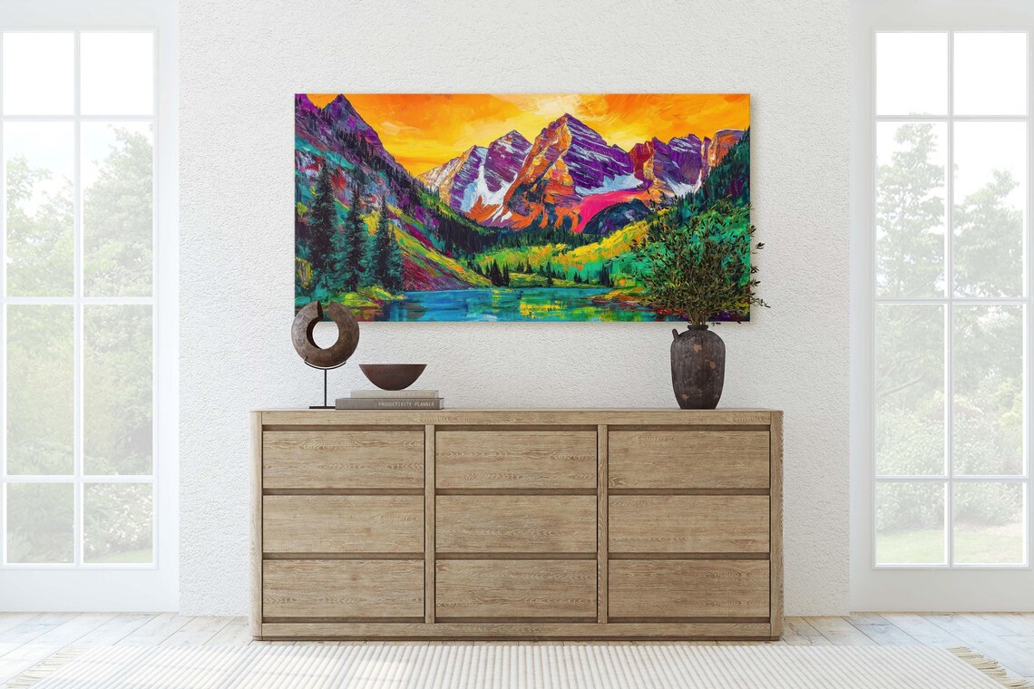 Maroon Bells Colorado Mountains, Wall Art Print - Image 2