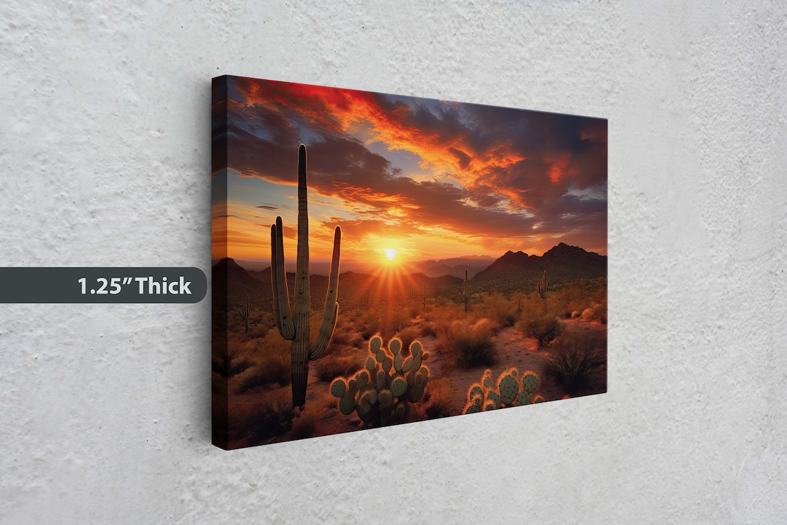 Desert Sunset, Realism Desert Landscape Art Print - Image 3