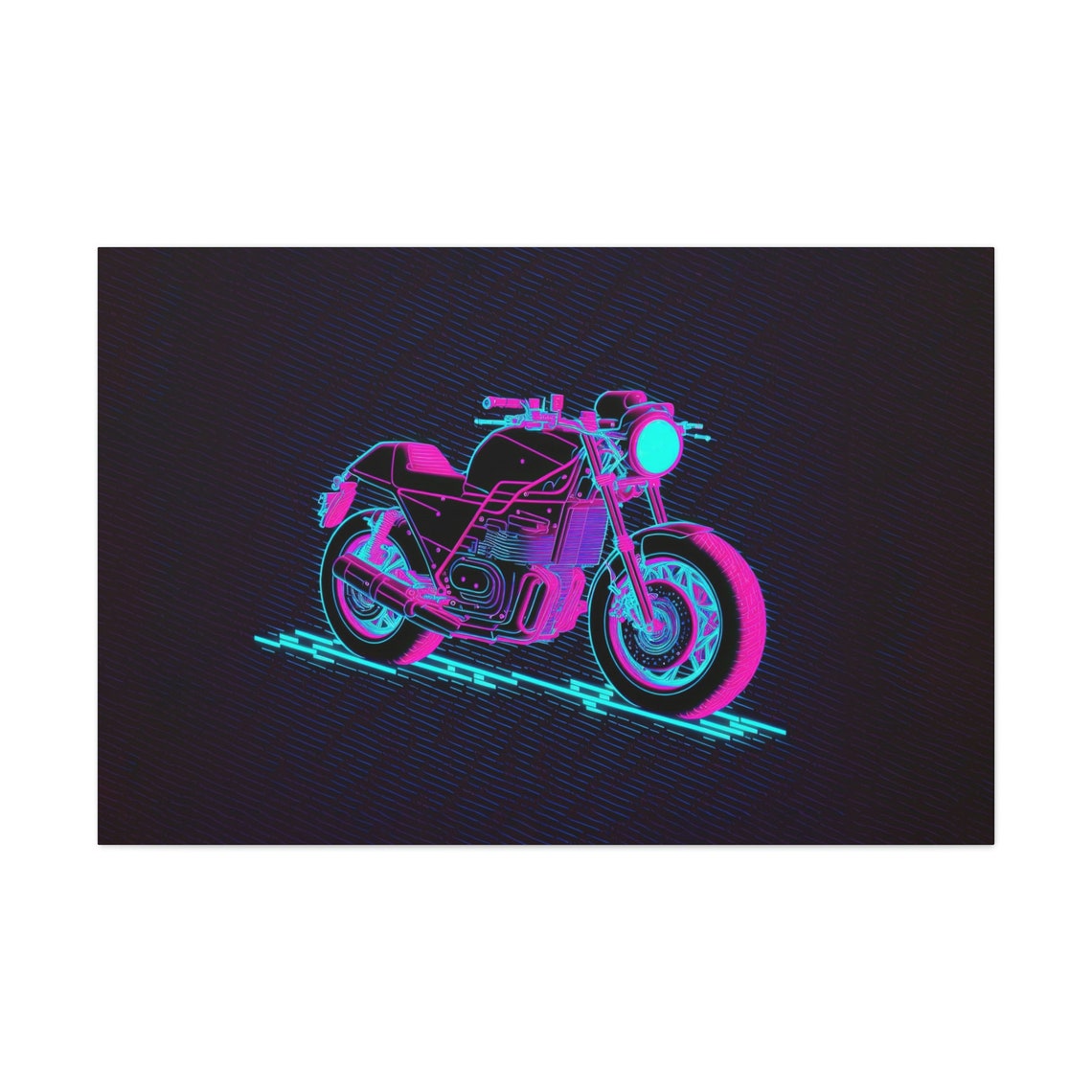 Neon Pink Motorcycle Retro Synthwave Wireframe Night Ride Wall Poster